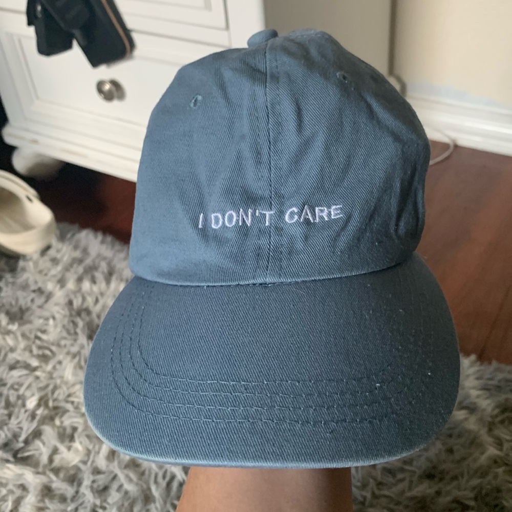 blue embroidered hat